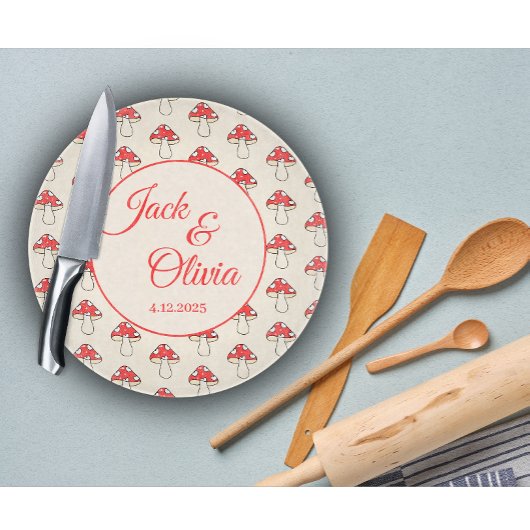マッシュルームかわいいレトロかわいいカスタムカップル名 カッティングボード