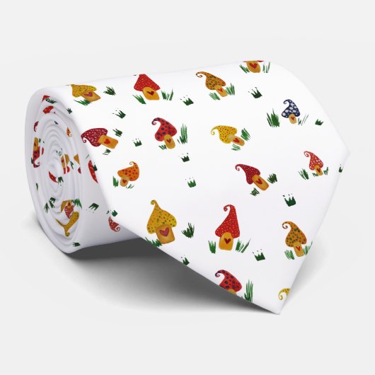 マッシュルームとハートタイ ネクタイ (ロール)