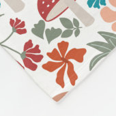 マッシュルームとフローラミッドセンチュリーモダンパターン フリースブランケット (角)