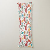 マッシュルームとフローラミッドセンチュリーモダンパターン ボディピロー (正面縦)