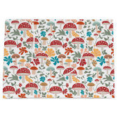 マッシュルームとフローラミッドセンチュリーモダンパターン ラージペーパーバッグ (正面)