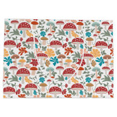 マッシュルームとフローラミッドセンチュリーモダンパターン ラージペーパーバッグ (裏面)