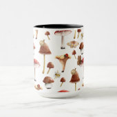 マッシュルームと昆虫の水彩ウッドランドマグ マグカップ (中央)