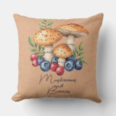 マッシュルームと果実オンブラウン装飾用クッション クッション (正面)