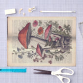 マッシュルームと花オンブック文字イラストレーション 薄葉紙 (クラフト)