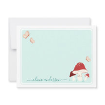 マッシュルームと蝶のノートカード