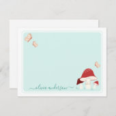 マッシュルームと蝶のノートカード ノートカード (正面/裏面)