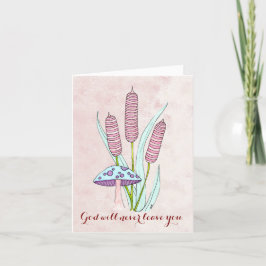 マッシュルームとcattailを含むノートカード サンキューカード