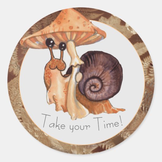 マッシュルームのカタツムリ ラウンドシール (正面)