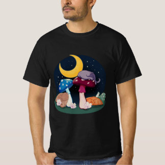 マッシュルームのクラスターでの睡眠猫ちゃん Tシャツ