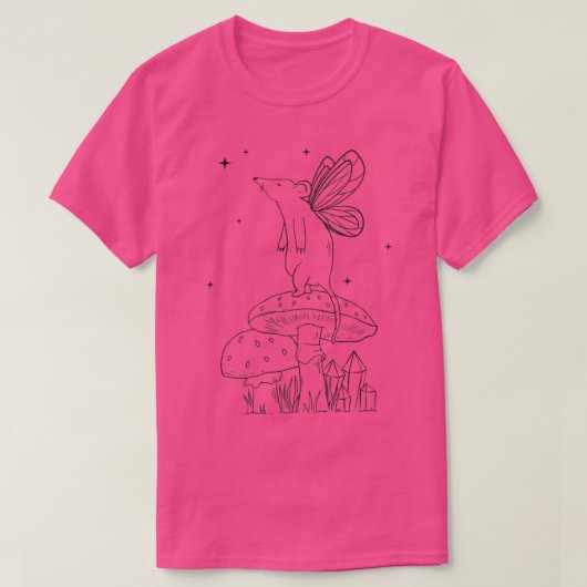 マッシュルームのコット上の妖精の美意識の妖精マウス Tシャツ (デザイン正面)