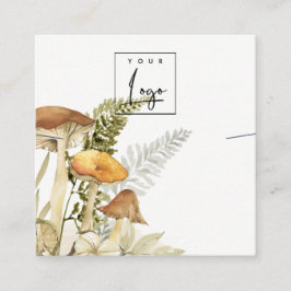 マッシュルームのシダの葉のロゴバンドネックレスディスプレイ スクエア名刺