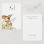 マッシュルームのシダの葉のロゴヘアクリップの表示 名刺 (正面/裏面)