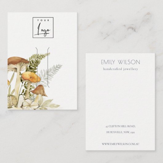 マッシュルームのシダの葉のロゴヘアクリップの表示 名刺 (正面/裏面)