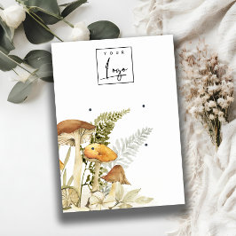 マッシュルームのシダの葉のロゴ2イヤリングディスプレイ 名刺