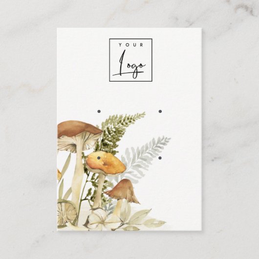 マッシュルームのシダの葉のロゴ2イヤリングディスプレイ 名刺 (正面)