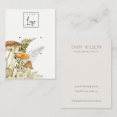 マッシュルームのシダの葉のロゴ2イヤリングディスプレイ 名刺 (正面/裏面)