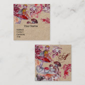 マッシュルームのファンタジーフローラクラフトモノグラム スクエア名刺 (正面/裏面)