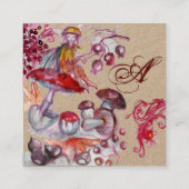 マッシュルームのファンタジーフローラクラフトモノグラム スクエア名刺 (裏面)