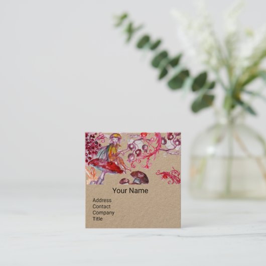 マッシュルームのファンタジーフローラクラフトモノグラム スクエア名刺 (スタンド正面)