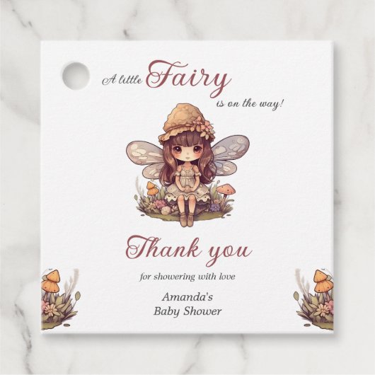 マッシュルームの女の子の赤ちゃんシャワーで魅惑の妖精 フェイバータグ (正面)