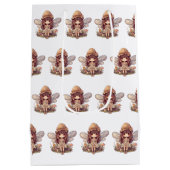 マッシュルームの女の子の赤ちゃんシャワーで魅惑の妖精 ミディアムペーパーバッグ (裏面)