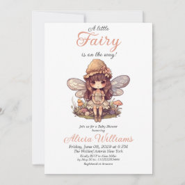 マッシュルームの女の子の赤ちゃんシャワーで魅惑の妖精 招待状