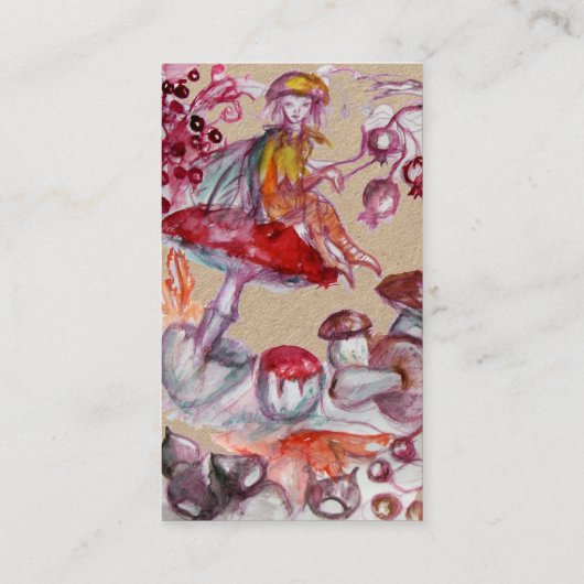 マッシュルームの小胞レッドホワイトフローラファンタジークラフト 名刺 (裏面)