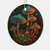 マッシュルームの庭 – コズミック真菌ファンタジー セラミックオーナメント (左)