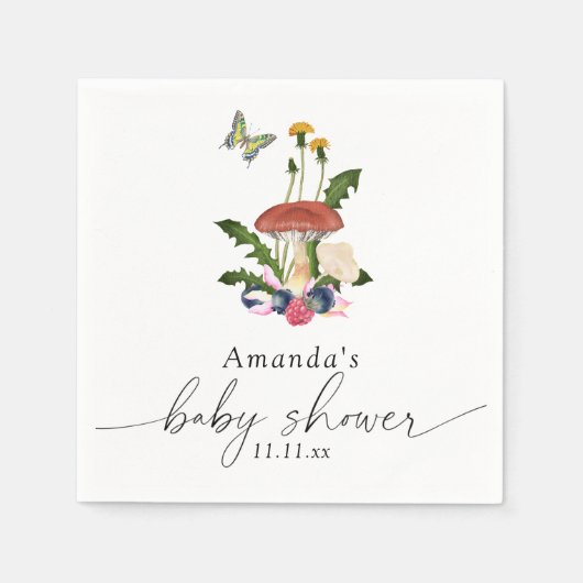 マッシュルームの赤ちゃんシャワー スタンダードカクテルナプキン (正面)