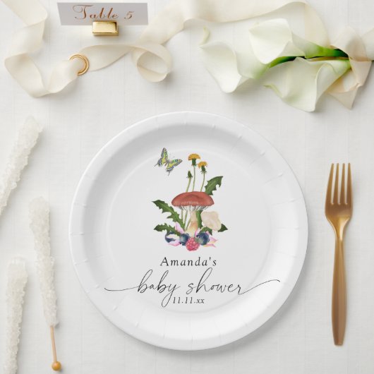 マッシュルームの赤ちゃんシャワー ペーパープレート (ウェディング)