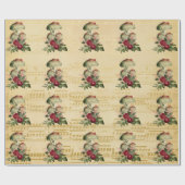 マッシュルームアンティーク牡丹パープルソンミュージックノート ラッピングペーパー (フラット)