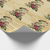 マッシュルームアンティーク牡丹パープルソンミュージックノート ラッピングペーパー (角)