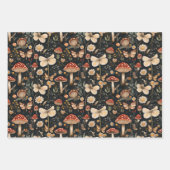 マッシュルームアンドフラワーズコテージコアパターン ラッピングペーパーシート (正面2)