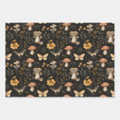 マッシュルームアンドフラワーズコテージコアパターン ラッピングペーパーシート (正面)