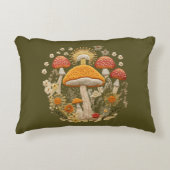 マッシュルームアンドワイルドフラワーコテージコア アクセントクッション (正面)