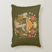 マッシュルームアンドワイルドフラワーコテージコア アクセントクッション (正面(垂直))