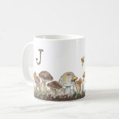 マッシュルームアート秋秋自然モノグラム コーヒーマグカップ (正面左)