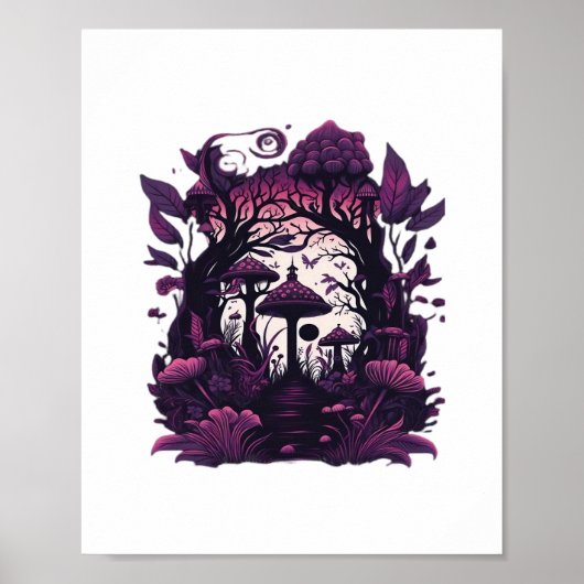 マッシュルームウッズWhimsigoth Witchy Screenprint Desig ポスター (正面)
