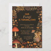 マッシュルームウッドランドアニマルボーイズ5誕生日 招待状 (正面)