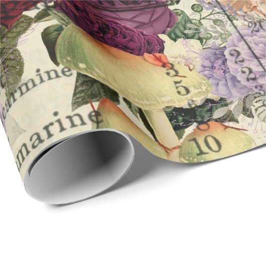 マッシュルームウッドランドアンティークエフエマラマルサラレッド ラッピングペーパー (ロールコーナー)