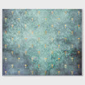 マッシュルームウッドランドアンティークヴィンテージグランジティール（緑がかった色） ラッピングペーパー (フラット)