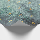 マッシュルームウッドランドアンティークヴィンテージグランジティール（緑がかった色） ラッピングペーパー (角)