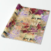 マッシュルームウッドランドアンティーク金ゴールドバラマルサラパープル ラッピングペーパー (アンロールド)