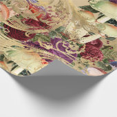 マッシュルームウッドランドアンティーク金ゴールドバラマルサラパープル ラッピングペーパー (角)