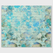 マッシュルームウッドランドピンクオールドレターアクアブルーグロン ラッピングペーパー (フラット)