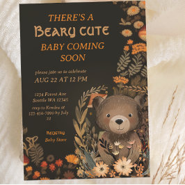 マッシュルームウッドランドベアーキュブフォレストベビーシャワー 招待状