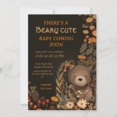 マッシュルームウッドランドベアーキュブフォレストベビーシャワー 招待状 (正面)