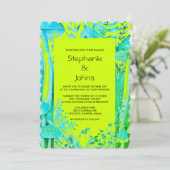 マッシュルームウッドランドライムグリーンティール(緑がかった色)ブルー結婚ズ 招待状 (スタンド正面)