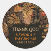 マッシュルームウッドランドリス赤ちゃんシャワー ラウンドシール (正面)